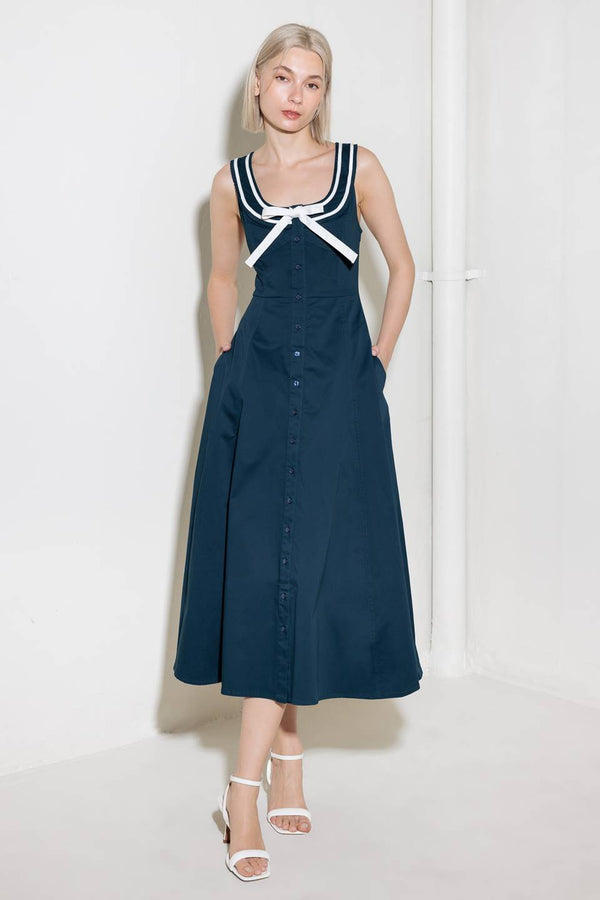 divine-obsession-navy-woven-midi-dress Flying Tomato-Sophia's StyleDRESSES-1